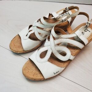 b.o.c. Born Concept Women White Leather Strappy Sandal Size 9M Boho-Chic Coastal